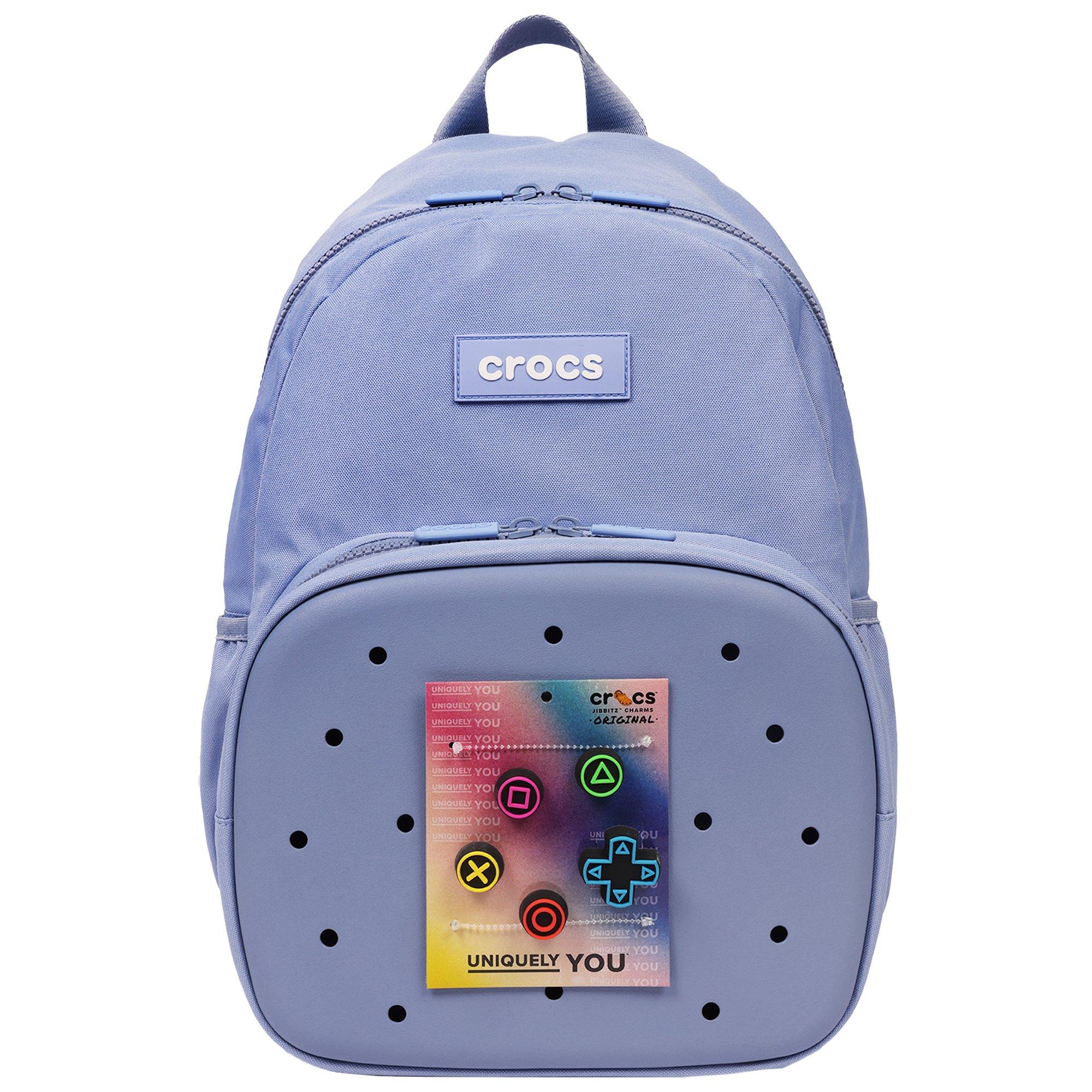 Crocs Back to School Customizable Backpack with EVA Front Pocket and Gaming Jibbitz Charms - Blue - BLUE